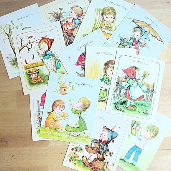 Set of 12: Vintage Greeting Cards/Little Children Designs - Picture 1 of 3